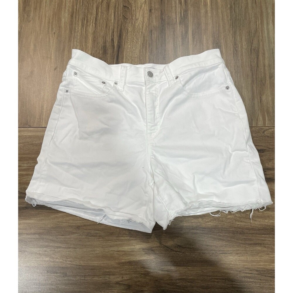 J. Crew Factory White Denim Raw Hem Jeans Shorts Mild Distressing Size 29